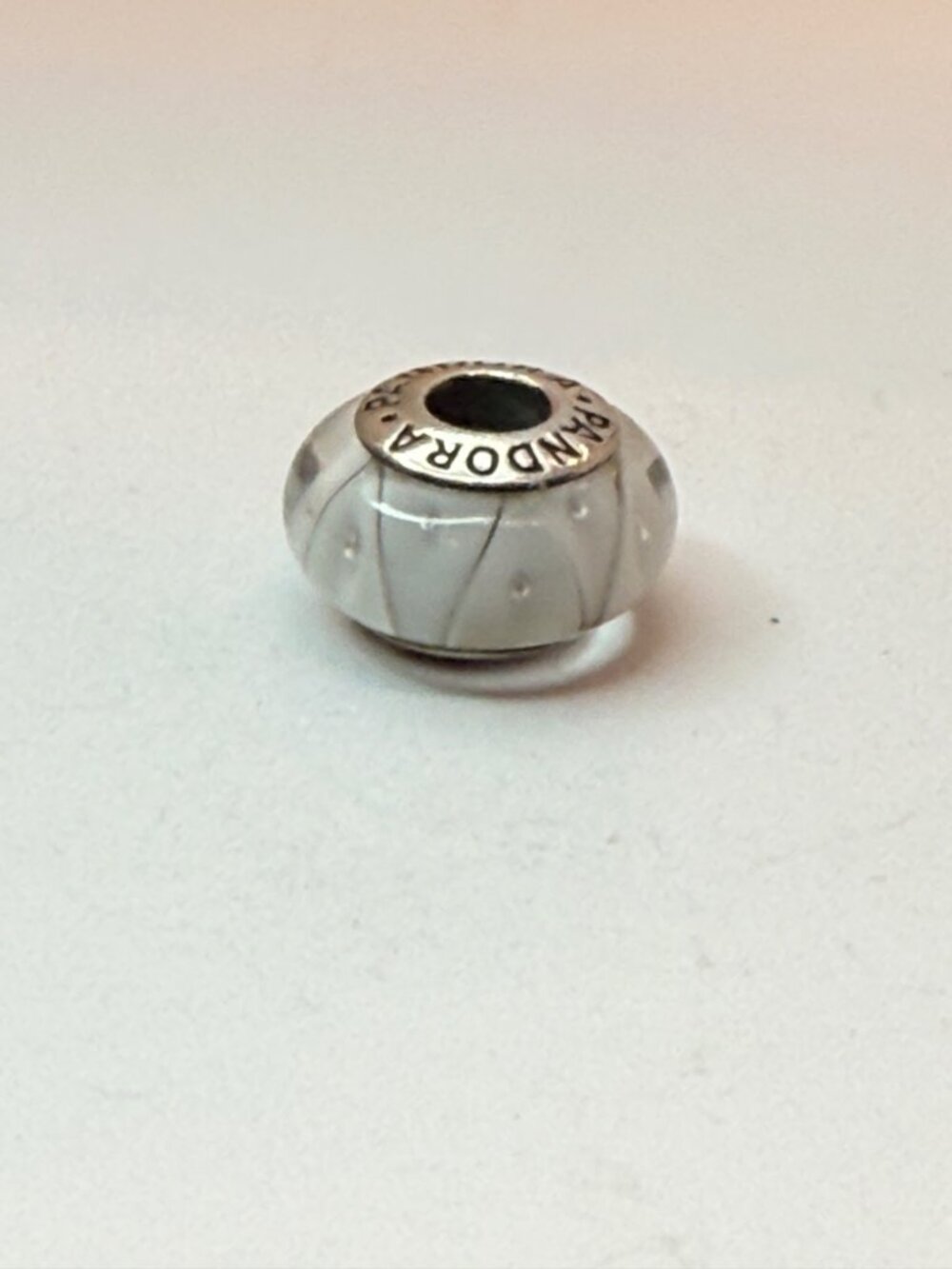Retired Pandora White Looking Glass Murano Charm 790921 S925 ALE